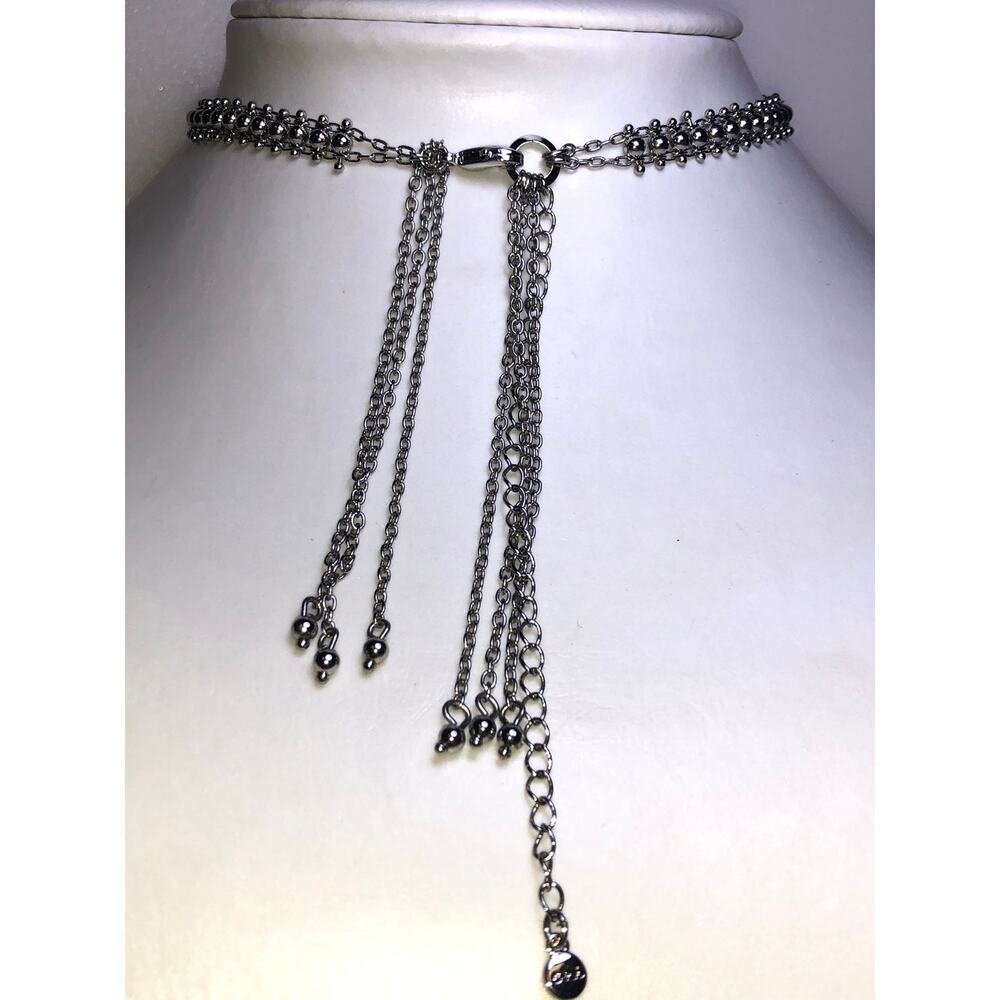 CHLOE + ISABEL silver beaded lattice choker necklace - N092 - Picture 3 of 3